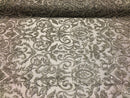 Silver Beaded Fabric Embroidered On A Mesh Fancy Dresses Fabric Sold By The Yard