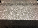 Silver Beaded Fabric Embroidered On A Mesh Fancy Dresses Fabric Sold By The Yard