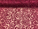 Magenta Beaded Fabric Embroidered On A Mesh Fancy Dresses Fabric Sold By The Yard