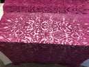 Magenta Beaded Fabric Embroidered On A Mesh Fancy Dresses Fabric Sold By The Yard