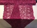 Magenta Beaded Fabric Embroidered On A Mesh Fancy Dresses Fabric Sold By The Yard