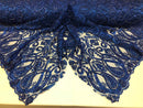 Royal Blue Beaded Fabric Embroidered On A Mesh Fancy Dresses Fabric Sold By The Yard