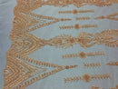 Blush Beaded Fabric Embroidered Lace Pearls On A Mesh Bridal/Wedding Fabrics Sold By The Yard