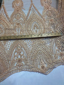 Blush Beaded Fabric Embroidered Lace Pearls On A Mesh Bridal/Wedding Fabrics Sold By The Yard