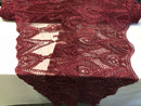 Burgundy Beaded Fabric Embroidered Lace Pearls On A Mesh Bridal/Wedding Fabrics Sold By The Yard