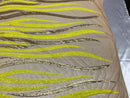 Two Tone - Yellow / Gold -  4 Way Stretch Sequins Fabric Embroidered On (Nude Mesh) Sold By Yard