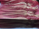 Two Tone - Burgundy / Gold -  4 Way Stretch Sequins Fabric Embroidered On (Nude Mesh) Sold By Yard