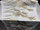 Two Tone - White / Gold -  4 Way Stretch Sequins Fabric Embroidered On Mesh Sold By Yard
