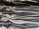 Two Tone - Black/Gold - 4 Way Stretch Sequins Fabric Embroidered On Mesh By Yard