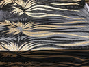 Two Tone - Black/Gold - 4 Way Stretch Sequins Fabric Embroidered On Mesh By Yard