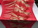 Two Tone - Red/Gold - 4 Way Stretch Sequins Fabric Embroidered On Mesh By Yard