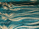 Two Tone - Teal Green / Gold -  4 Way Stretch Sequins Fabric Embroidered On Mesh Sold By Yard