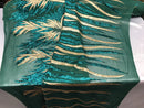 Two Tone - Teal Green / Gold -  4 Way Stretch Sequins Fabric Embroidered On Mesh Sold By Yard