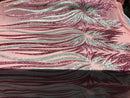 Two Tone - Dusty Rose / Silver - 4 Way Stretch Sequins Fabric Embroidered On Mesh By Yard