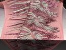 Two Tone - Dusty Rose / Silver - 4 Way Stretch Sequins Fabric Embroidered On Mesh By Yard