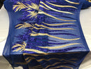 Two Tone - Royal Blue / Gold - 4 Way Stretch Sequins Fabric Embroidered On Mesh Sold By The Yard