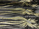 Two Tone - Black / Gold -  4 Way Stretch Sequins Fabric Embroidered On Mesh Sold By The Yard
