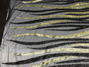 Two Tone - Black / Gold -  4 Way Stretch Sequins Fabric Embroidered On Mesh Sold By The Yard
