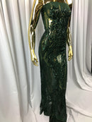 Sequins 4 Way Stretch Shiny Fabric with Triangle Net Pattern - Hunter Green - Sold by The Yard