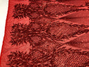 Sequins 4 Way Stretch Shiny Fabric with Triangle Net Pattern - Red - Fabric Sold by The Yard