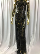 Sequins 4 Way Stretch Shiny Fabric with Triangle Net Pattern - Black -  Fabric Sold by The Yard