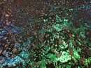 Velvet 4 Way Stretch Shiny Irreversible Sequins Fabric - Jade Blue Green with Matte Black Sequins