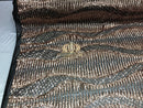 4 Way Stretch - Black And Gold - Horizontal Line Design Sequins On Stretch Mesh By The Yard