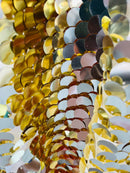 Circle Sequins - Gold/ Silver Two Tone -  Big Sequins On Mesh Fabric Sold By The Yard