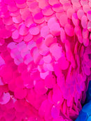 Circle Sequins - Pink -  Big Sequins On Mesh Fabric Sold By The Yard