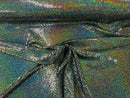 Honeycomb Foil Fabric - Iridescent Silver - Hexagon Print On Black Spandex Fabric