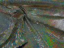 Honeycomb Foil Fabric - Holographic Silver - Hexagon Print On Black Spandex Fabric