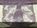 Beaded - Lilac - Elegant Small Flower Pattern Design Sequins Fabric with Beads Sold By The Yard
