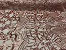 Rose Gold sequins fabric 4 Way Stretch Embroidered Royalty Sequins Fancy Design Fabric By Yard