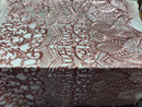 Rose Gold sequins fabric 4 Way Stretch Embroidered Royalty Sequins Fancy Design Fabric By Yard
