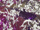 Velvet 4 Way Stretch - Iridescent Purple Gold - Shiny Reversible Sequins Fabric On Velvet By Yard