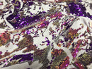 Velvet 4 Way Stretch - Iridescent Purple Gold - Shiny Reversible Sequins Fabric On Velvet By Yard
