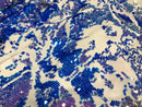 Velvet 4 Way Stretch - Iridescent Lilac - Shiny Reversible Sequins Fabric On White Velvet By Yard