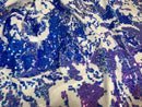 Velvet 4 Way Stretch - Iridescent Lilac - Shiny Reversible Sequins Fabric On White Velvet By Yard