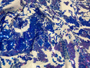 Velvet 4 Way Stretch - Iridescent Lilac - Shiny Reversible Sequins Fabric On White Velvet By Yard