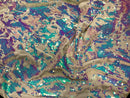 Velvet 4 Way Stretch - Iridescent Aqua - Shiny Reversible Sequins Fabric On Ivory Velvet By Yard