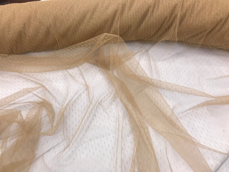 English Netting - Champagne - Mesh Net Fabric For Bridal Veil & Wedding Decor - By The Yard 58"/60"