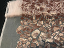 Leopard Sequins Fabric - Blush - Animal Print Shiny Sequins Design 2 Way Stretch Sold By The Yard