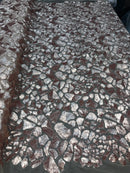 Leopard Sequins Fabric - Khaki - Animal Print Shiny Sequins Design 2 Way Stretch Sold By The Yard