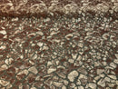Leopard Sequins Fabric - Khaki - Animal Print Shiny Sequins Design 2 Way Stretch Sold By The Yard