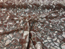 Leopard Sequins Fabric - Khaki - Animal Print Shiny Sequins Design 2 Way Stretch Sold By The Yard