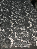Leopard Sequins Fabric - Charcoal - Animal Print Shiny Sequins Design 2 Way Stretch Sold By The Yard