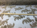 Beaded Fabric - Champagne - Embroidered Flower Lace Fabric with Beads On A Mesh Sold By The Yard