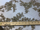 Beaded Fabric - Champagne - Embroidered Flower Lace Fabric with Beads On A Mesh Sold By The Yard