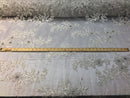 Beaded Fabric - Ivory - Embroidered Flower Lace Fabric with Beads On A Mesh Sold By The Yard