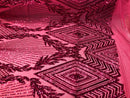 4 Way Stretch - Fuchsia Geometric Design Sequins On Mesh Beautiful Fashion Fabrics Sold By Yard